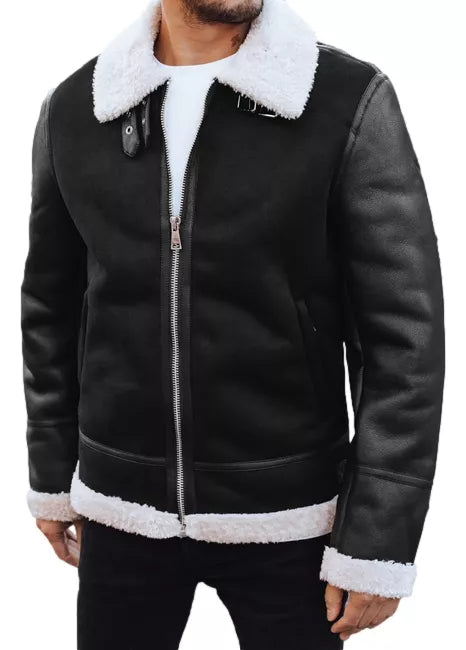 Vīriešu melna ādas jaka Mito
