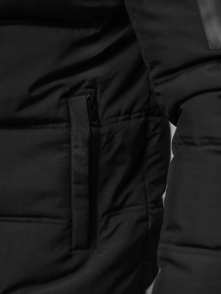 Vīriešu melna ziemas jaka Rock