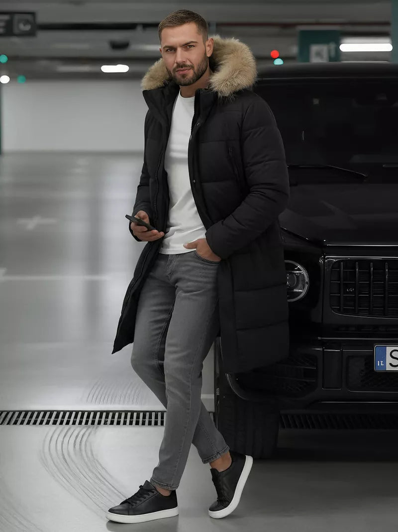 Vīriešu melna ziemas jaka Fred