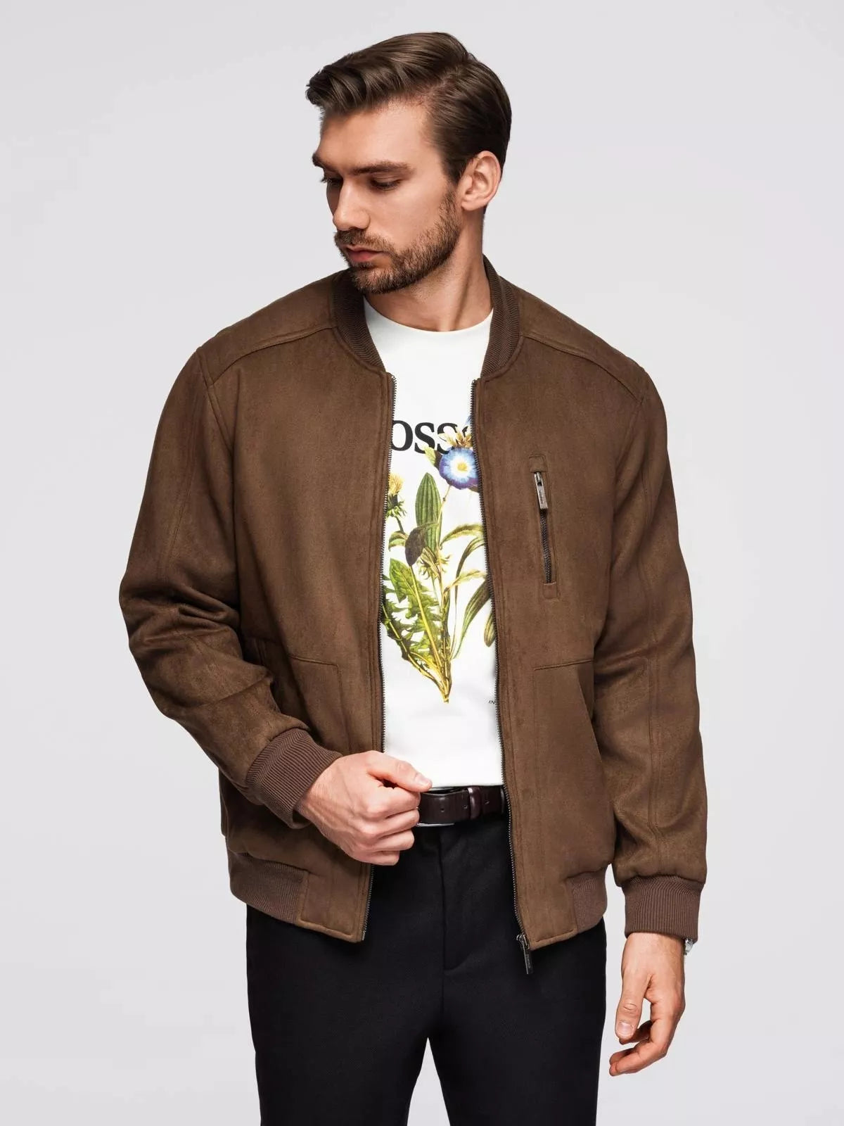 Vīriešu brūna mākslīgās ādas jaka Vilin