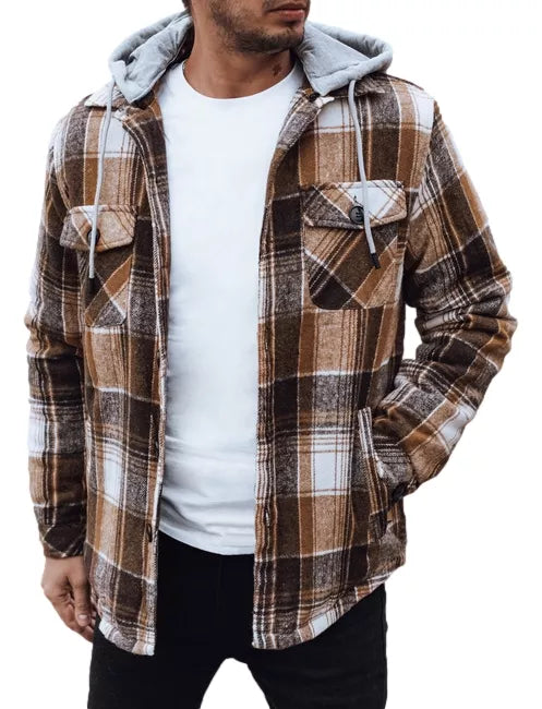 Vīriešu brūna jaka ar kapuci Endrik