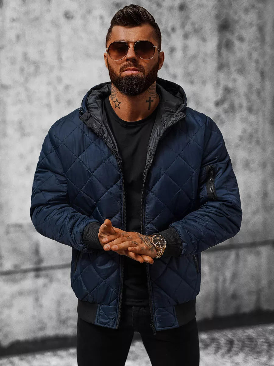 Vīriešu tumši zila jaka ar kapuci Ogmina