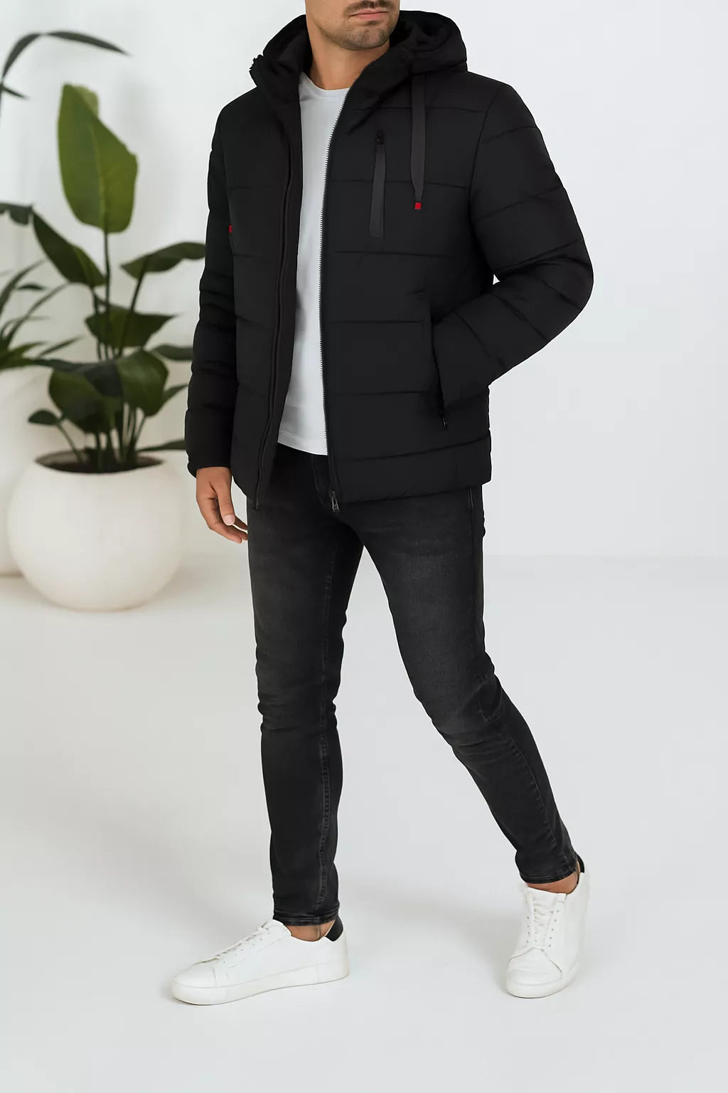 Vīriešu melna ziemas jaka Nevan