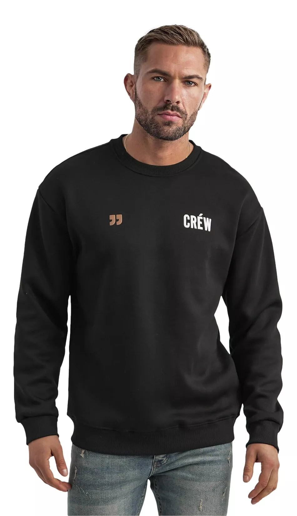 Vīriešu melns sporta krekls ar apaļu kakla izgriezumu