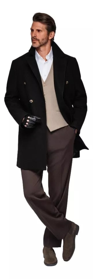 Vīriešu melns mētelis Elegant