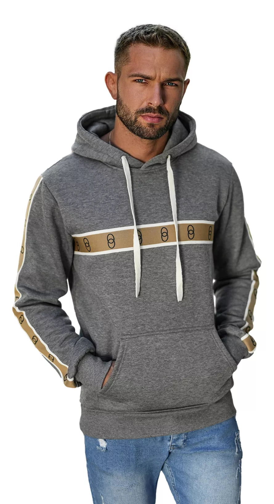 Vīriešu pelēks džemperis Gredzeni