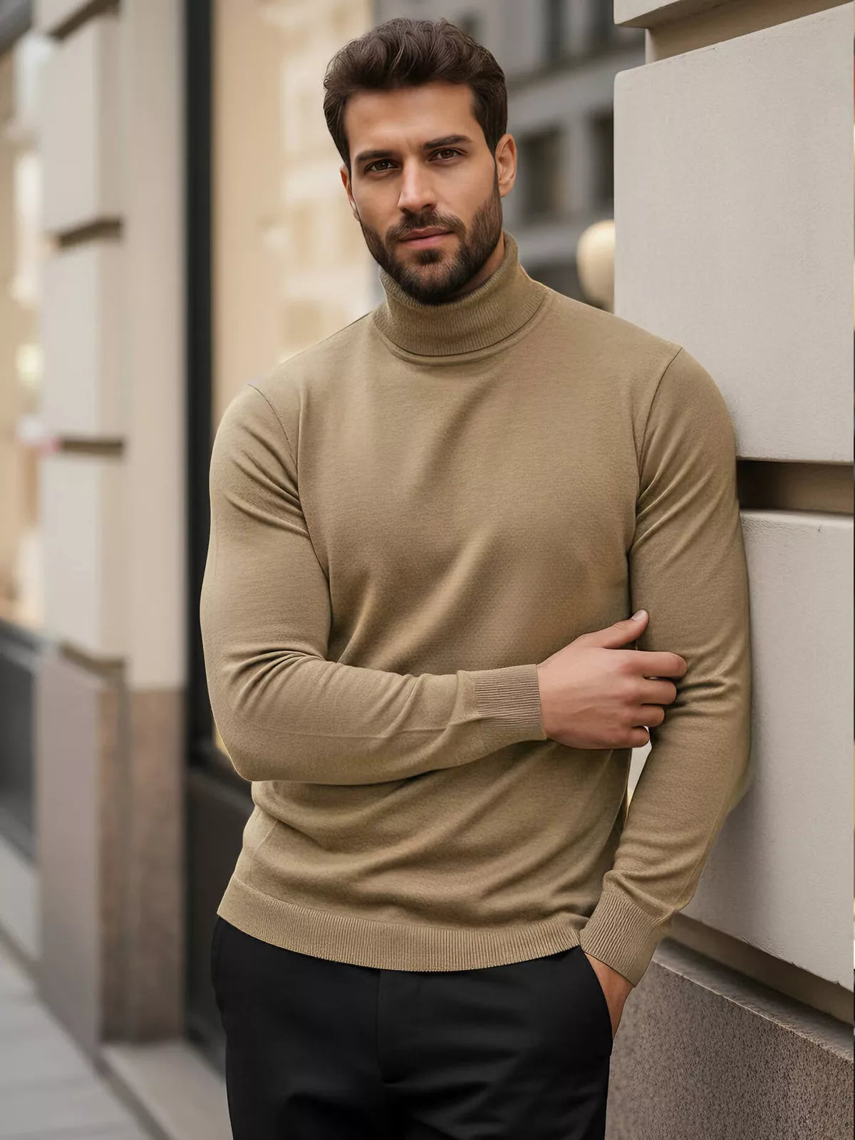 Vīriešu brūns džemperis ar apkakli Lenox