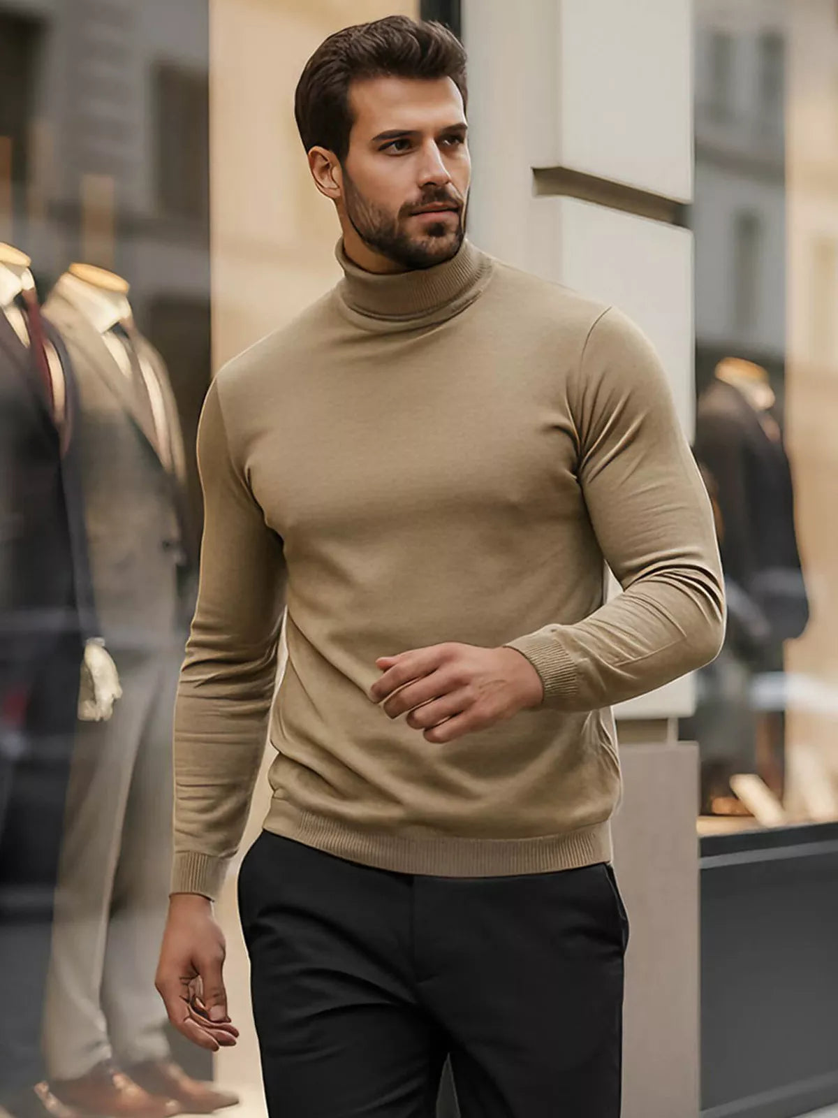 Vīriešu brūns džemperis ar apkakli Lenox