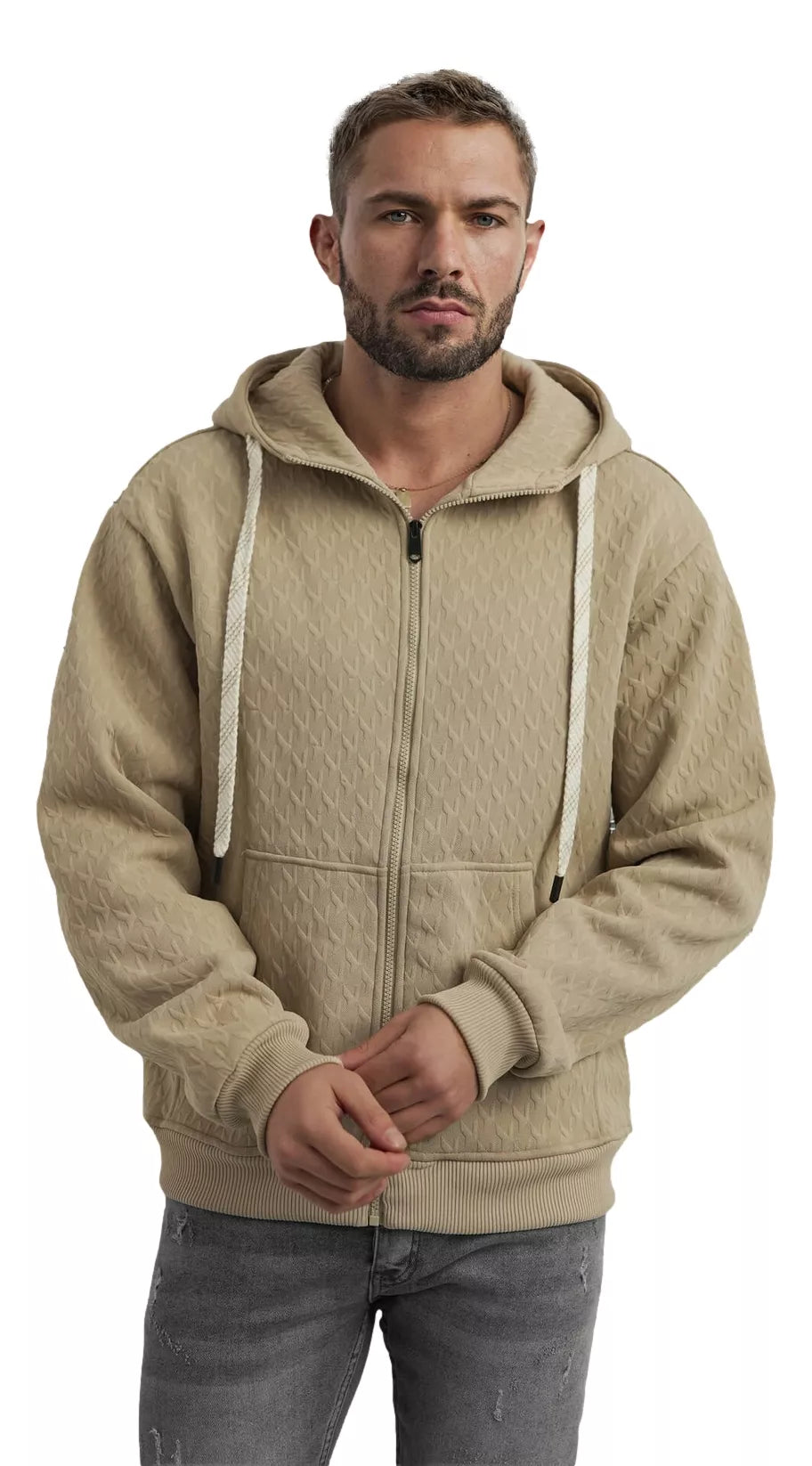 Vīriešu brūns sporta krekls ar kapuci Sport