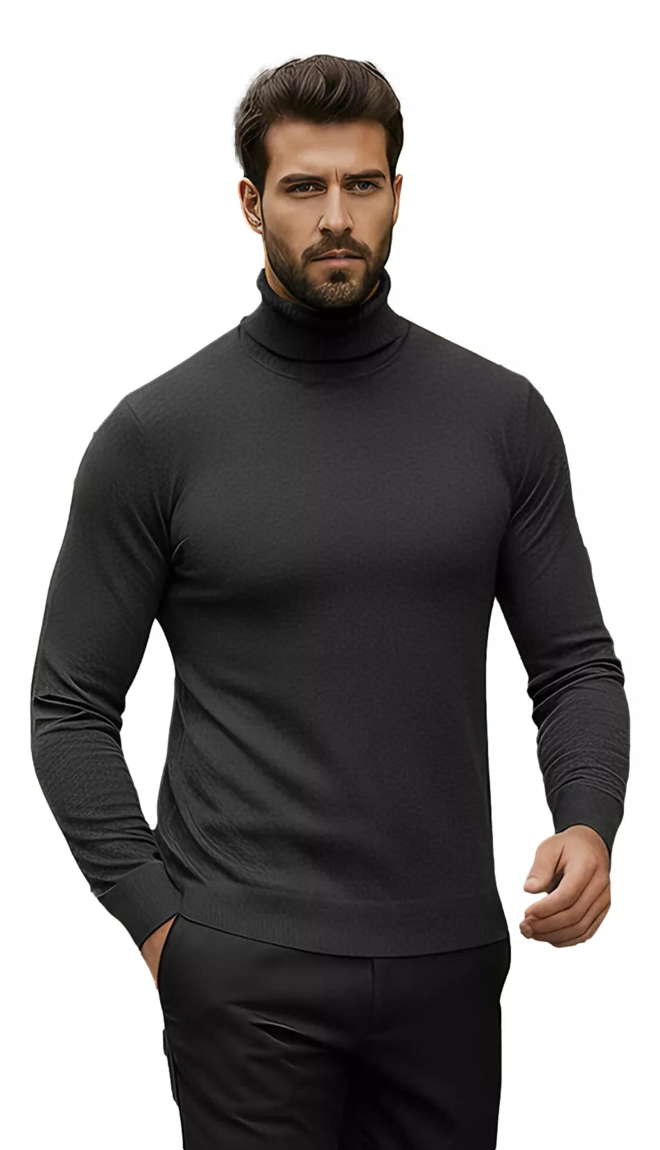 Vīriešu tumši pelēks džemperis ar augstu apkakli Lenox