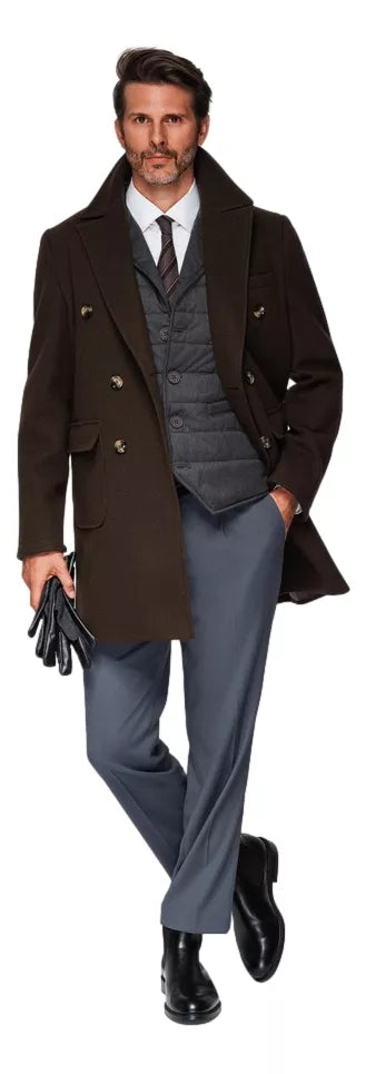 Vīriešu tumši brūns mētelis Elegant