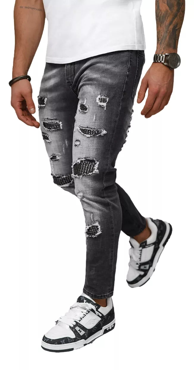 Vīriešu melnas džinsa bikses Monte