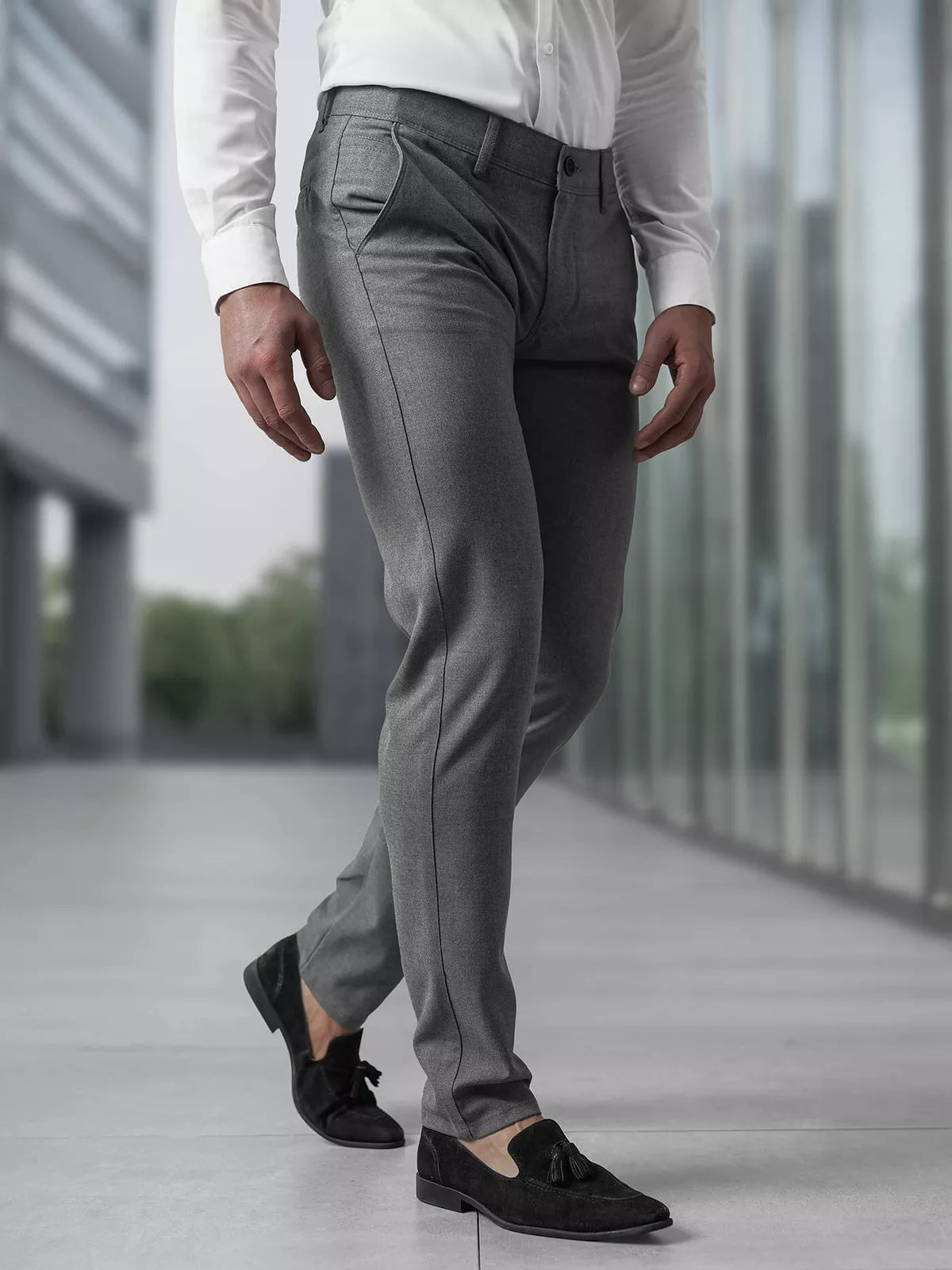 Vīriešu tumši pelēkas chino bikses Reno