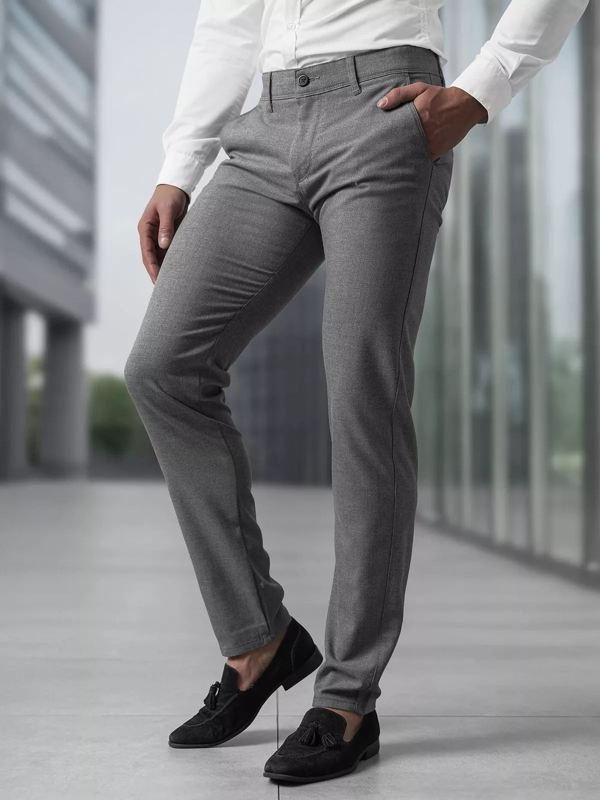 Vīriešu tumši pelēkas chino bikses Reno