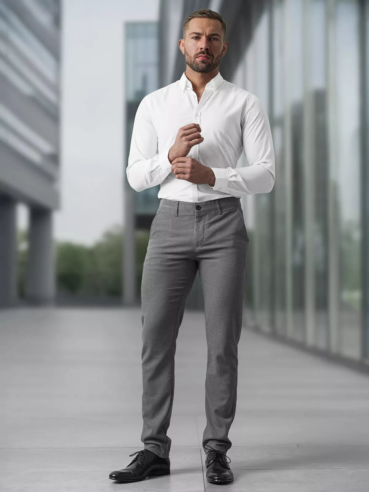 Vīriešu tumši pelēkas chino bikses Reno