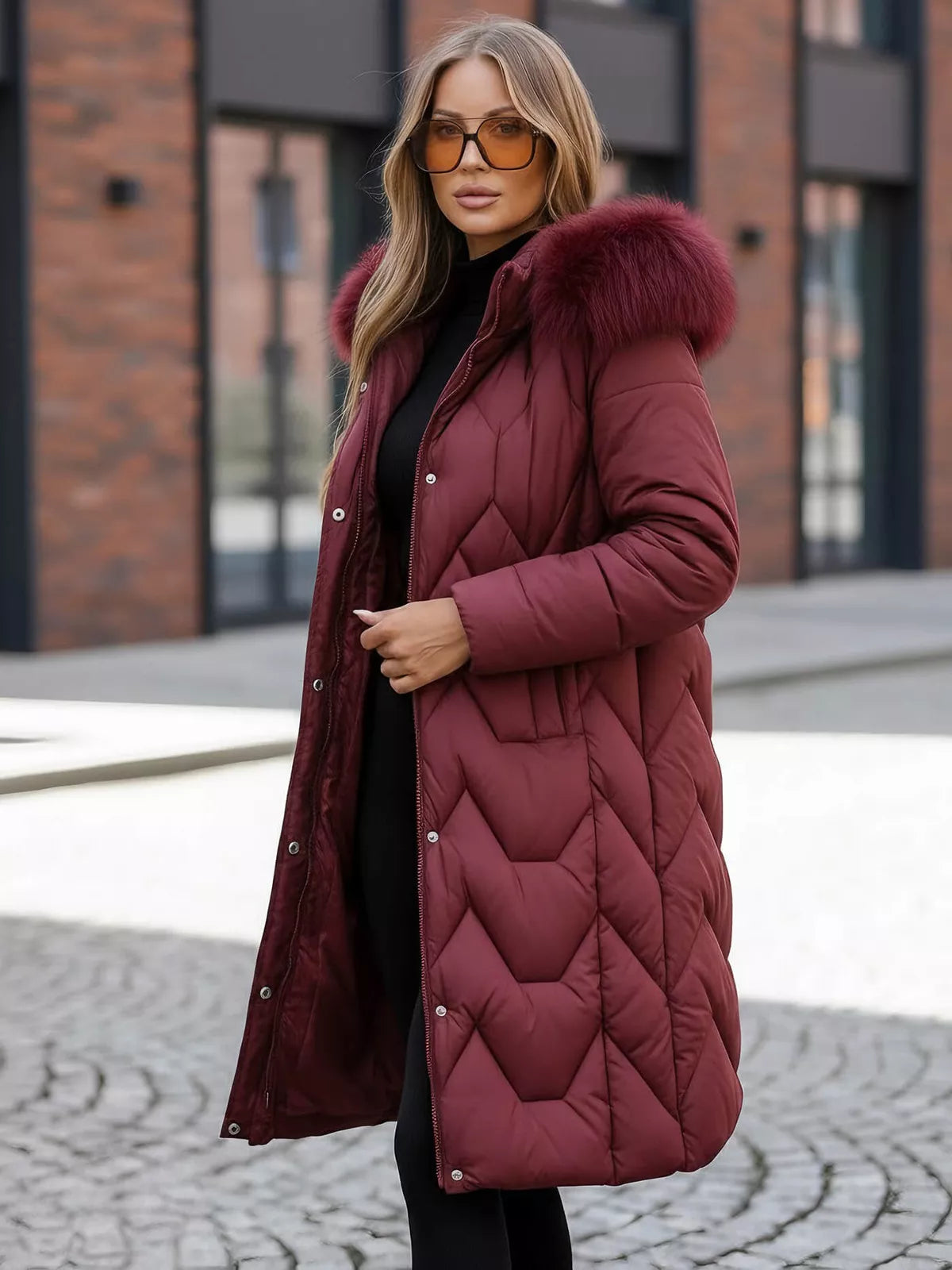 Klein garā sieviešu bordo ziemas jaka