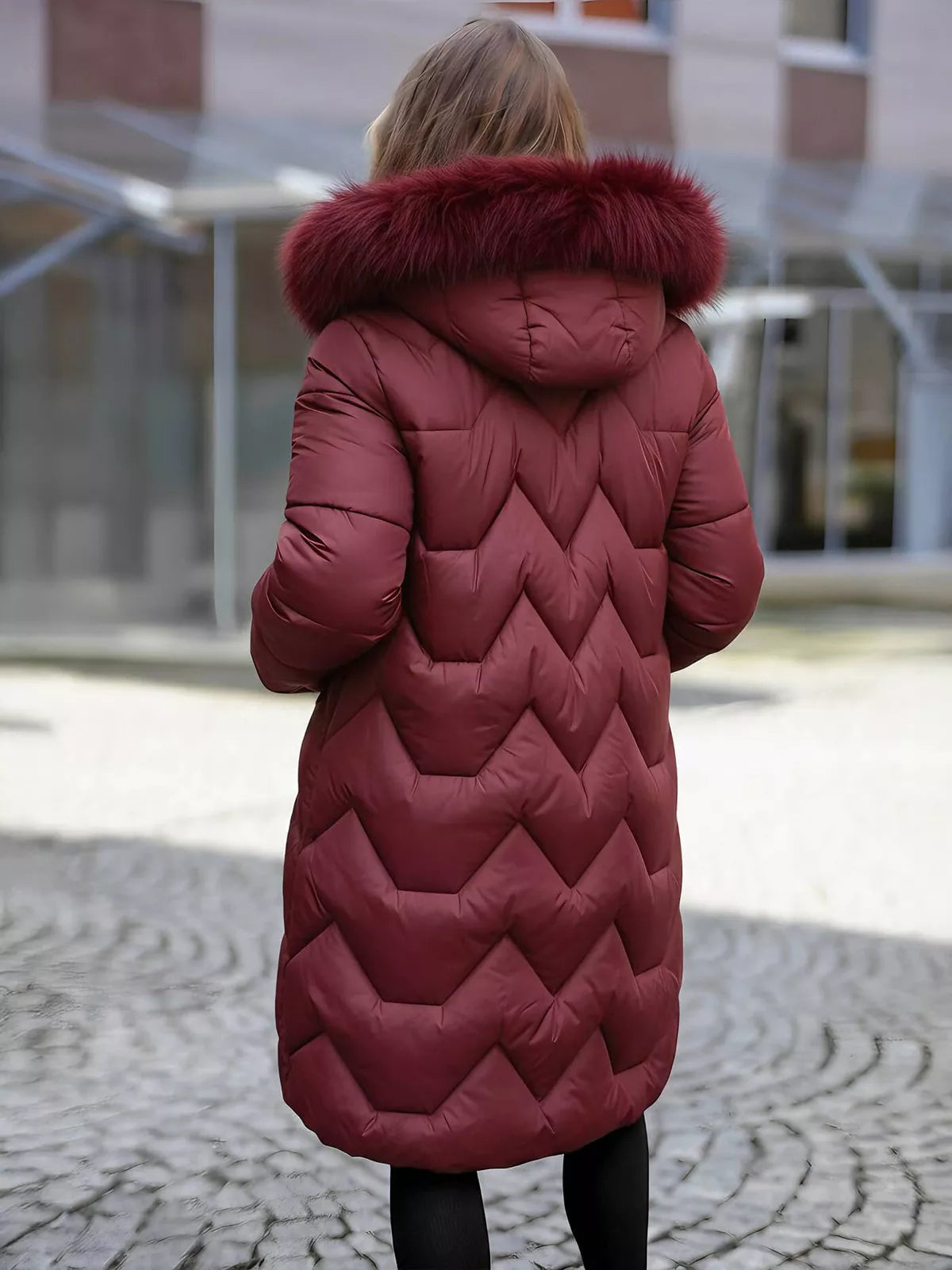 Klein garā sieviešu bordo ziemas jaka