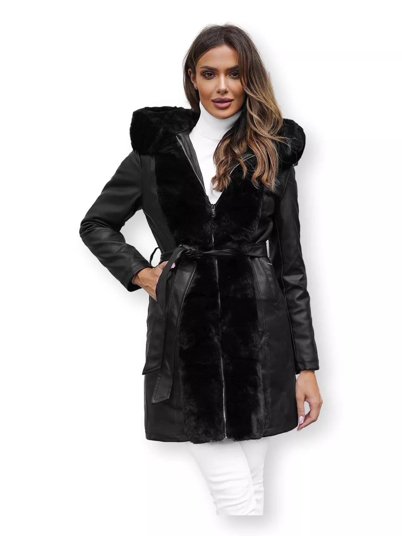 Ādas jaka sievietēm Oper