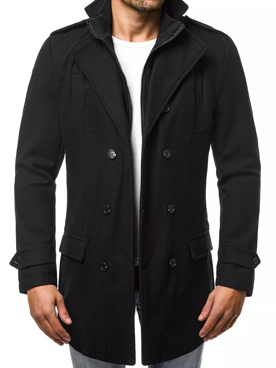 Stilīgs melns vīriešu mētelis