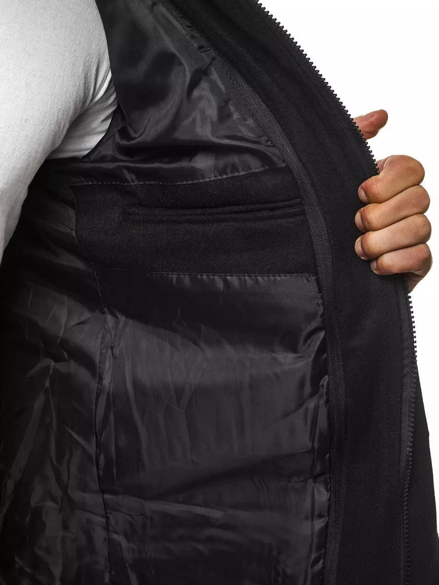 Stilīgs melns vīriešu mētelis