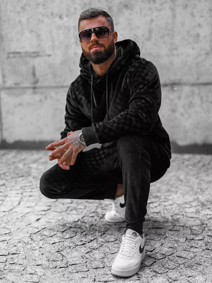 Melns vīriešu sporta komplekts ar šķēlumu