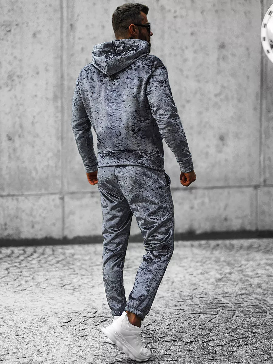 Pelēks velūra vīriešu džemperis Omilo