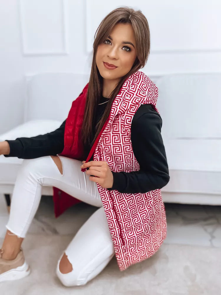 Sarkana divpusēja veste ar kapuci Kristīne