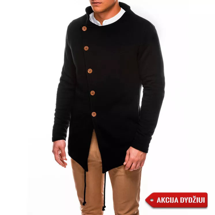 Stilīgs melns vīriešu džemperis ar pogām priekšpusē Bandit 