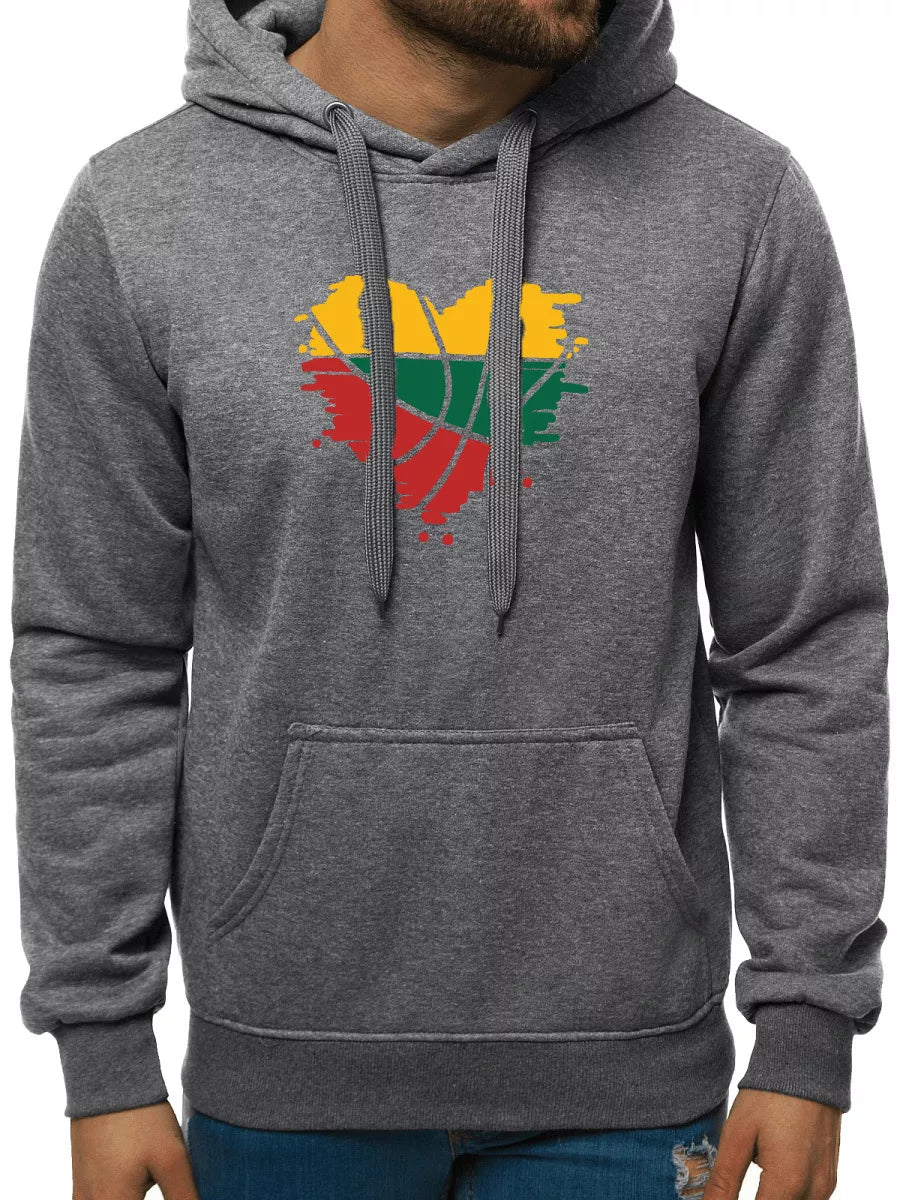 Vīriešu tumši pelēks kapučjakas krekls LTU