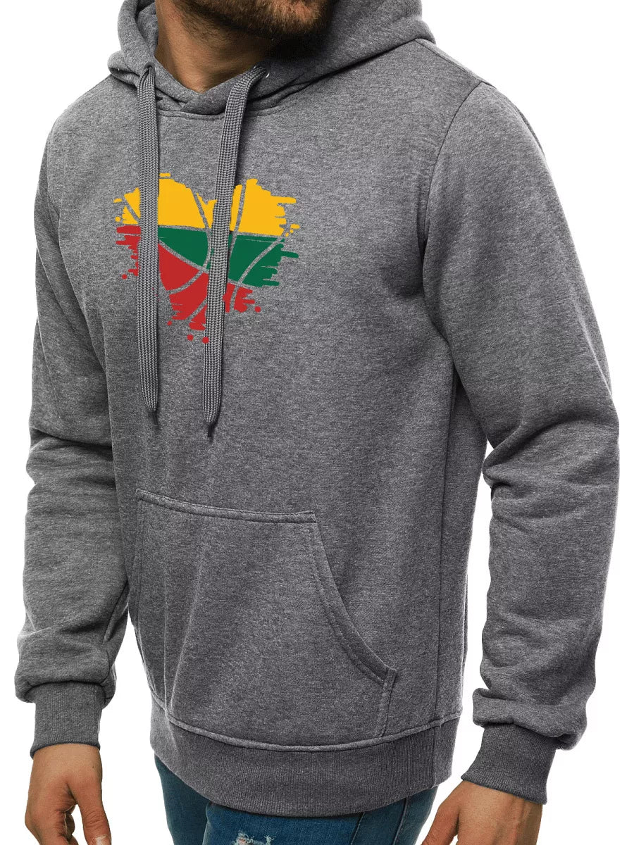 Vīriešu tumši pelēks kapučjakas krekls LTU