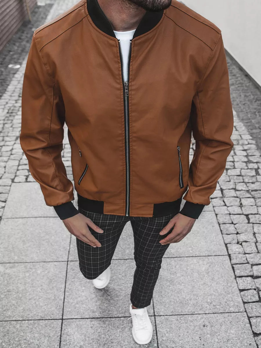 Eko ādas jaka - karameļu krāsa Lugon