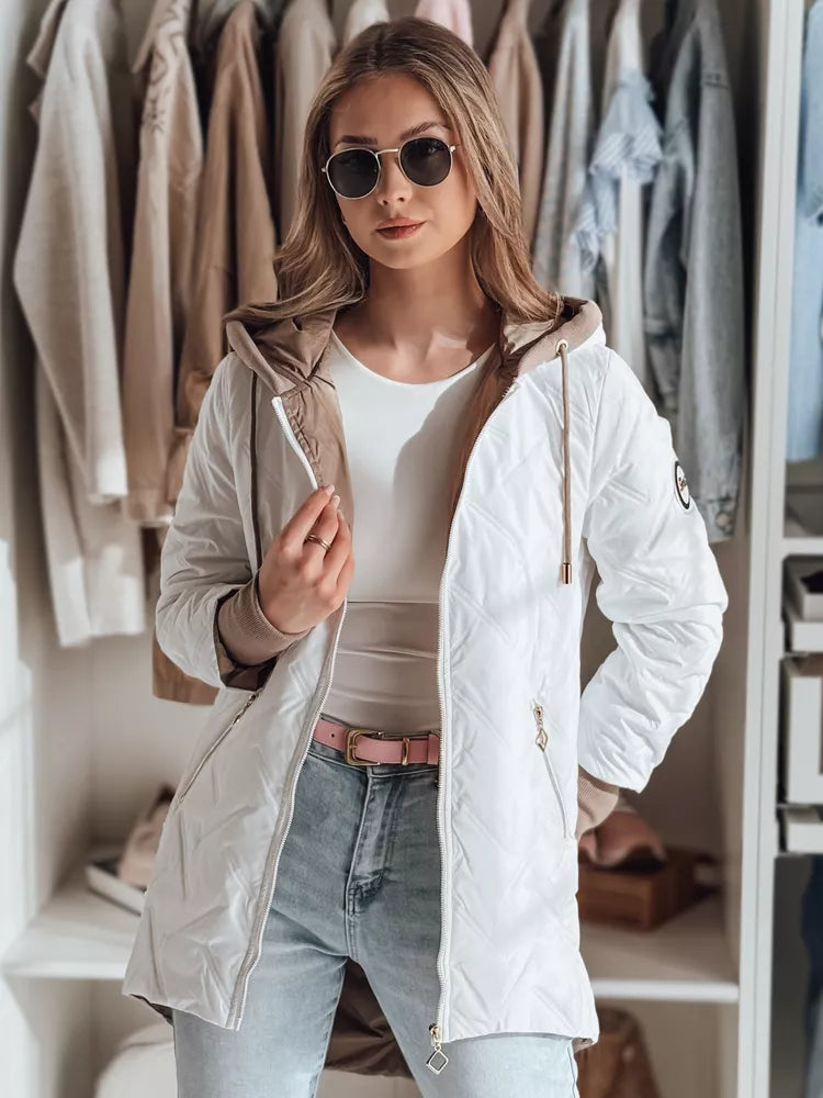 Balta sieviešu stepēta Merina jaka