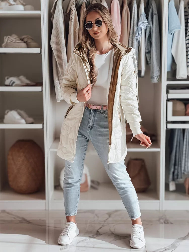 Balta sieviešu stepēta jaka Livi