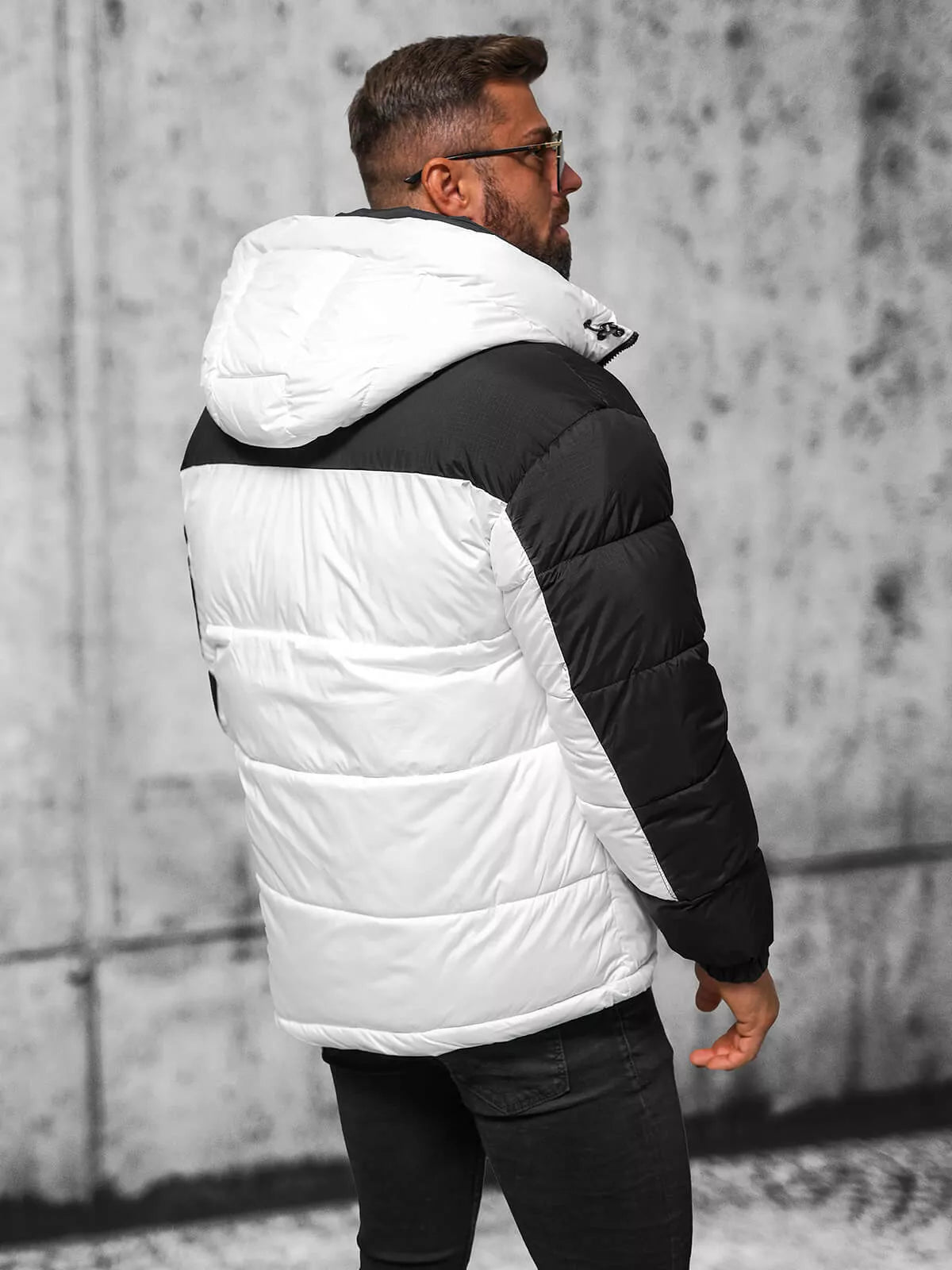 Vīriešu balta stepēta ziemas jaka Poker