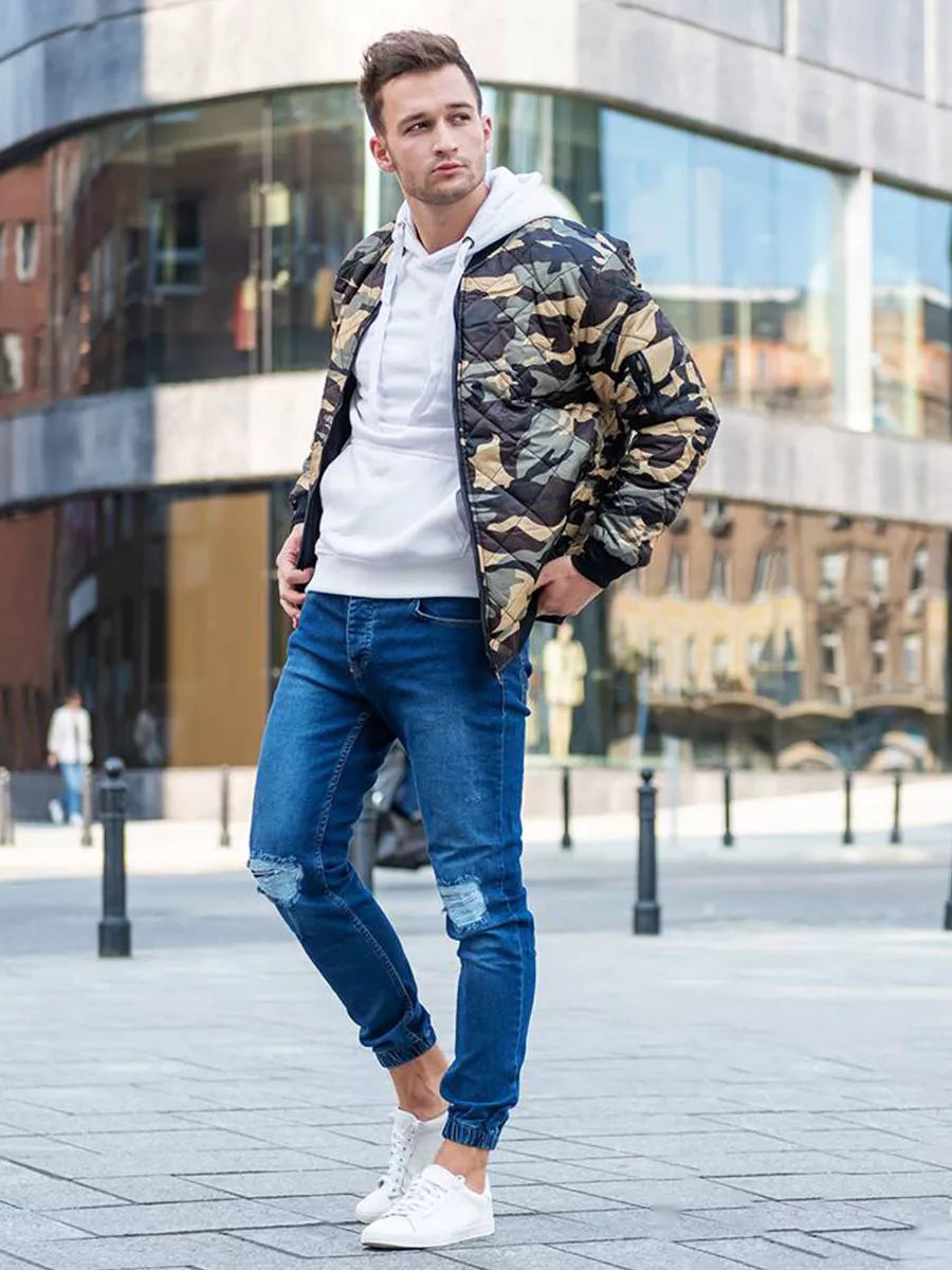 Vīriešu balts džemperis Evid