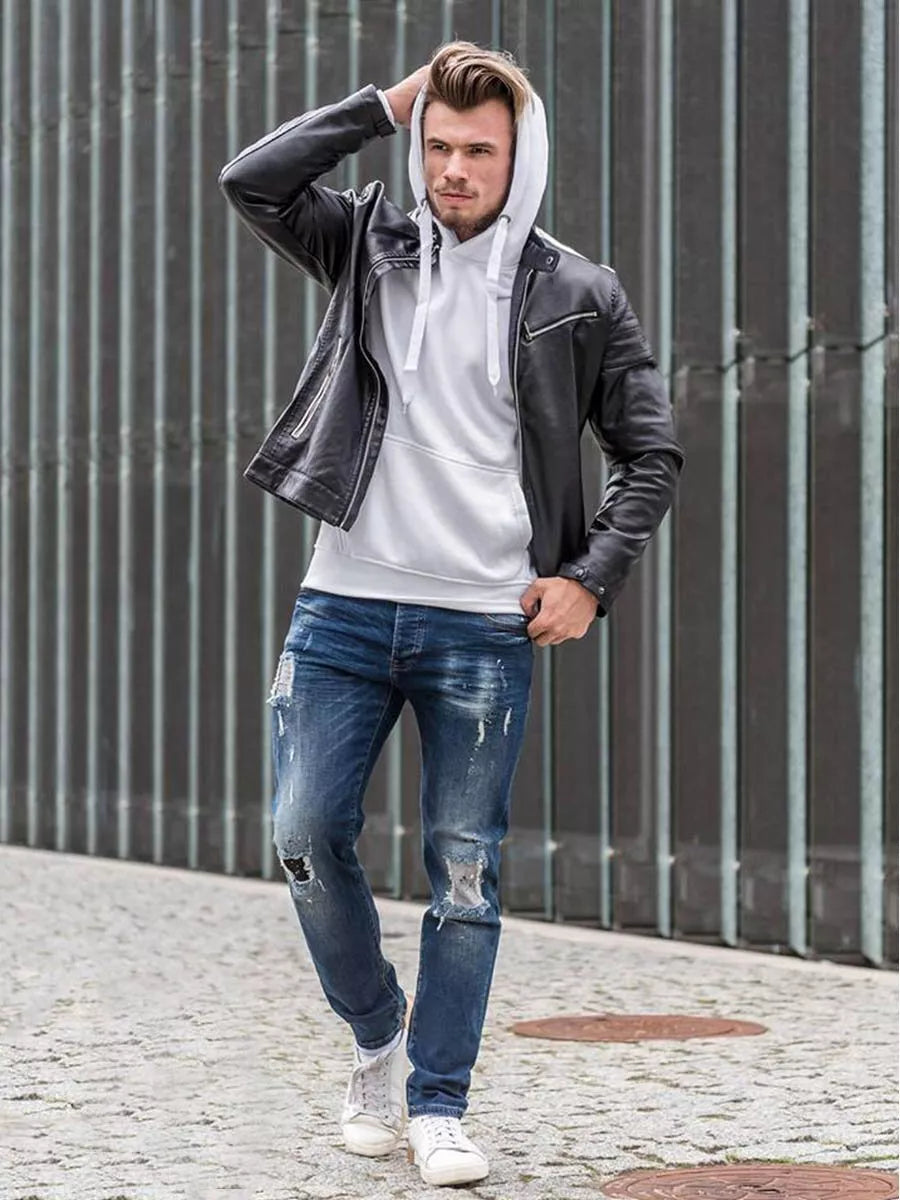 Vīriešu balts džemperis Evid