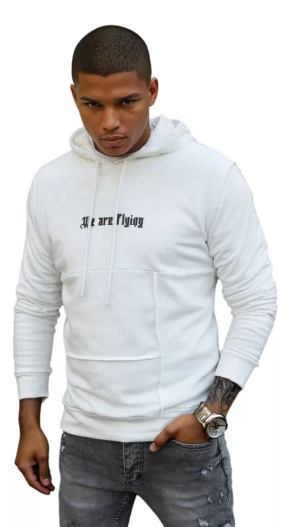 Balts vīriešu džemperis Fly