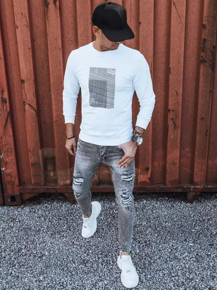 Balts vīriešu džemperis Sovel