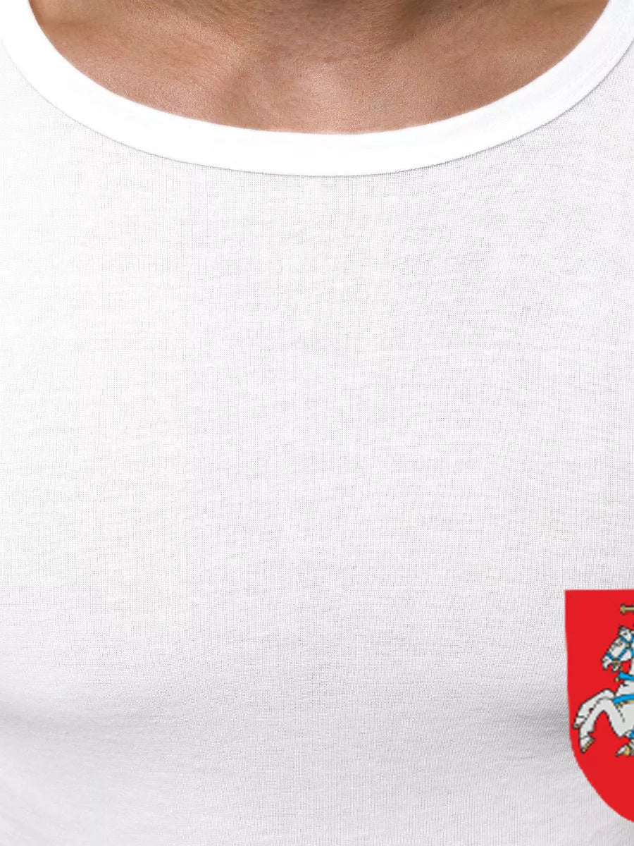 Balts vīriešu T-krekls ar ģerboni