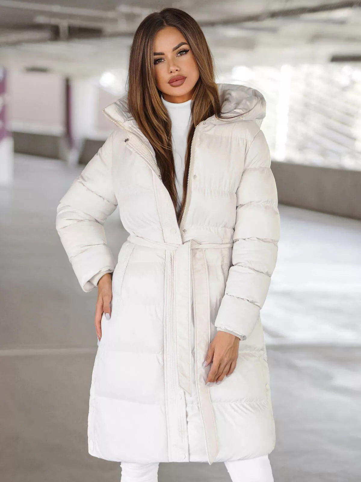 Balts ziemas mētelis Elin