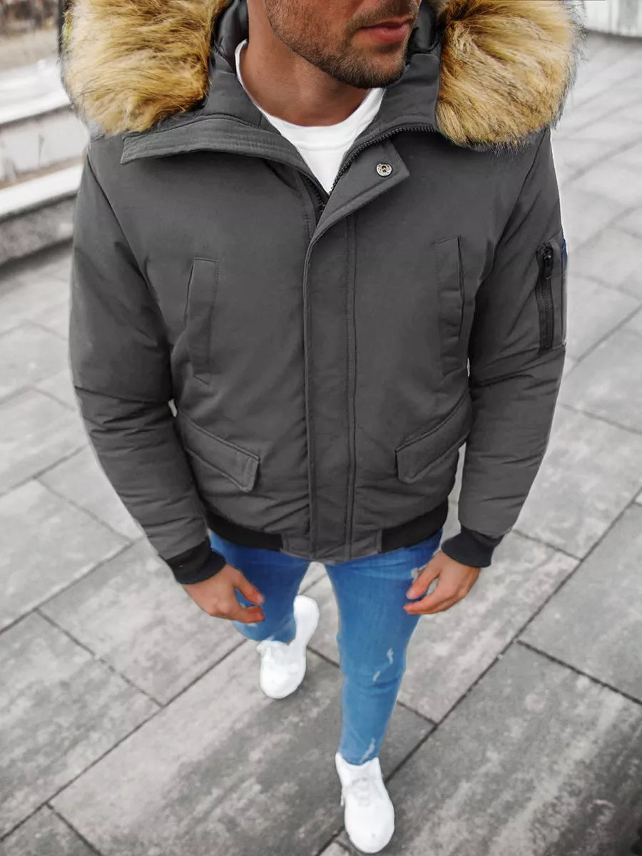 Bomber stila ziemas tumši pelēka vīriešu jaka Lemor