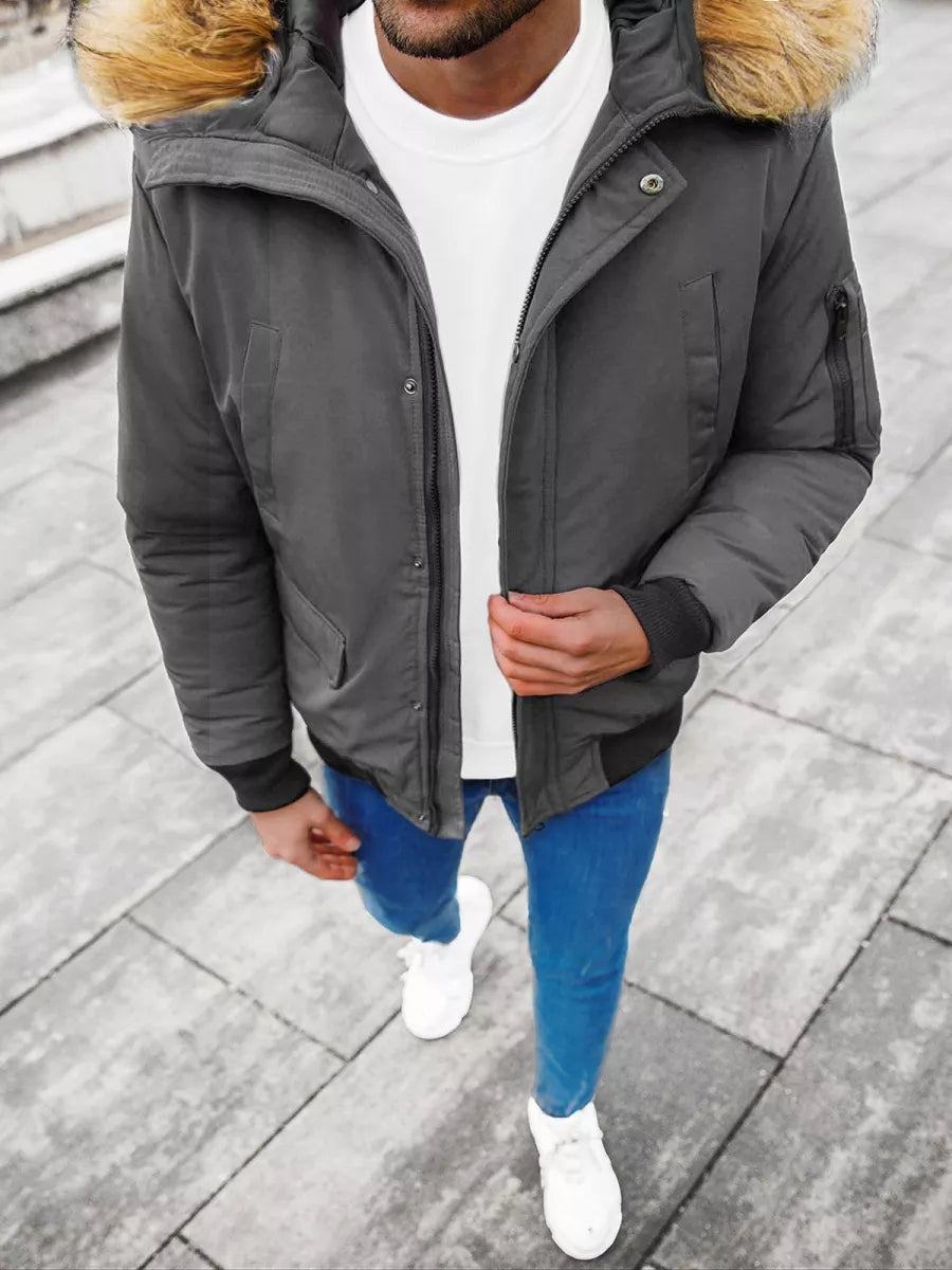 Bomber stila ziemas tumši pelēka vīriešu jaka Lemor