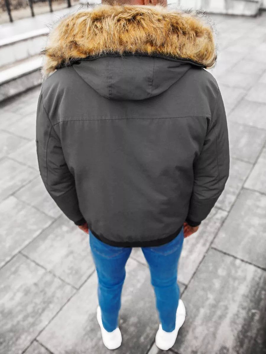 Bomber stila ziemas tumši pelēka vīriešu jaka Lemor