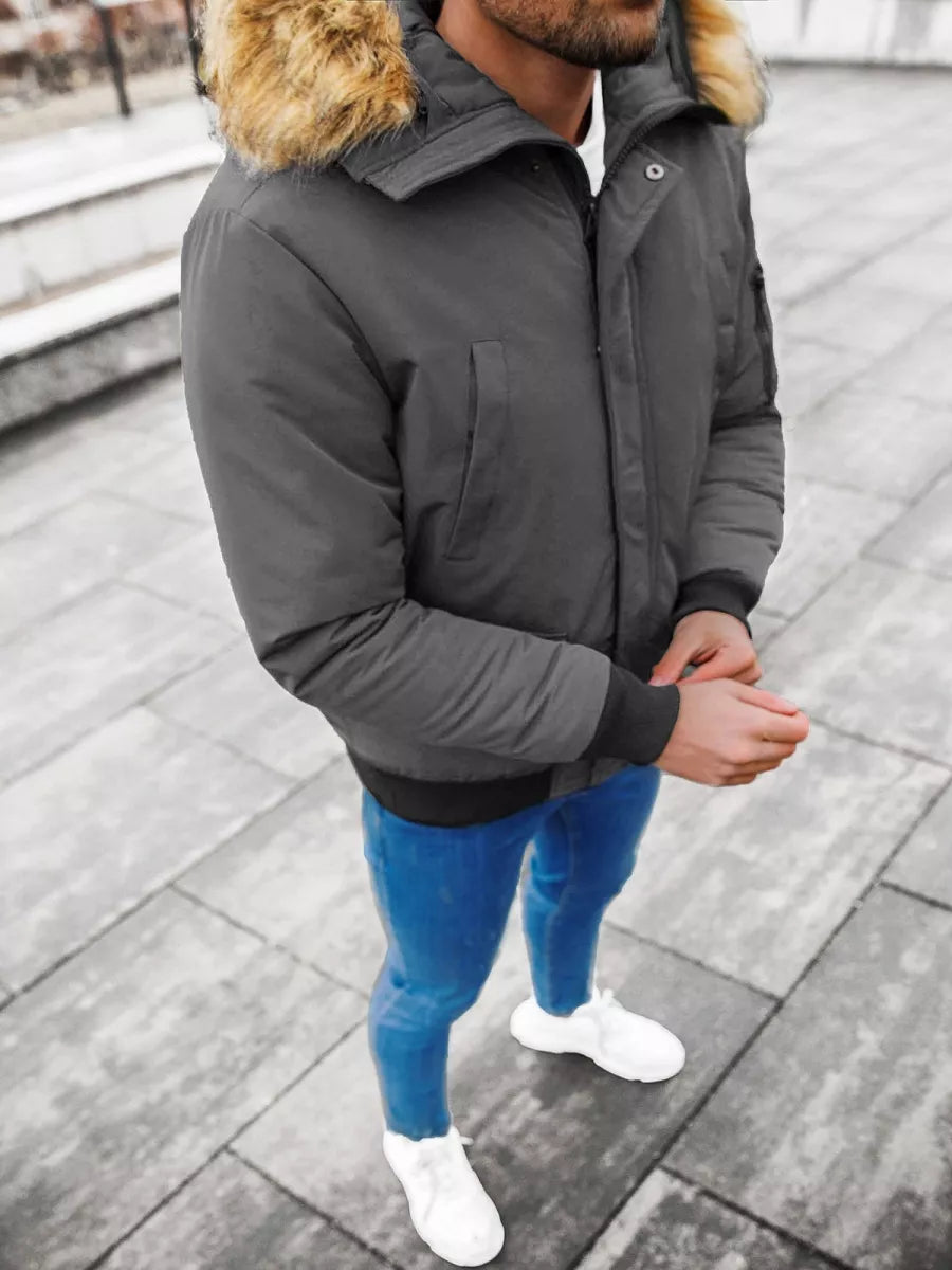 Bomber stila ziemas tumši pelēka vīriešu jaka Lemor