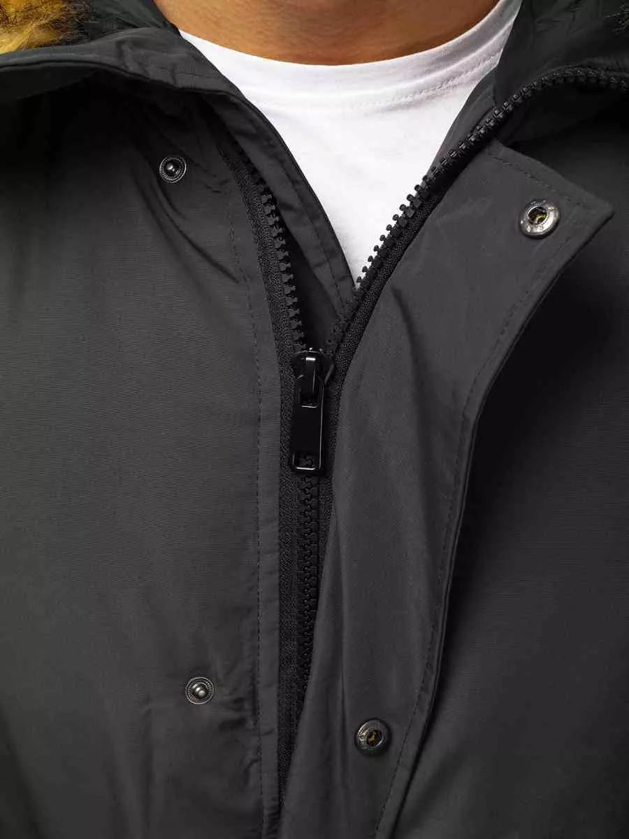 Bomber stila ziemas tumši pelēka vīriešu jaka Lemor