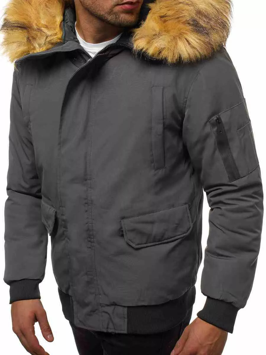 Bomber stila ziemas tumši pelēka vīriešu jaka Lemor