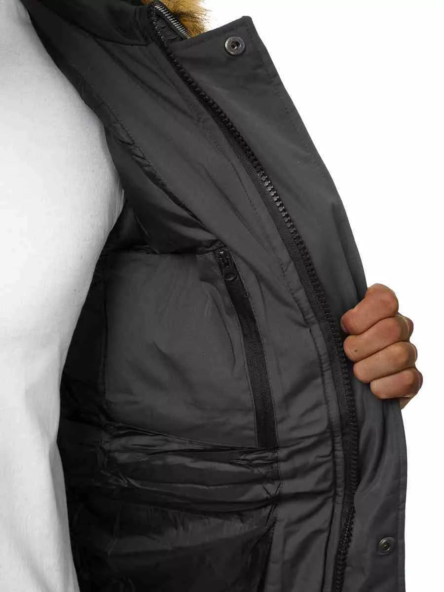 Bomber stila ziemas tumši pelēka vīriešu jaka Lemor