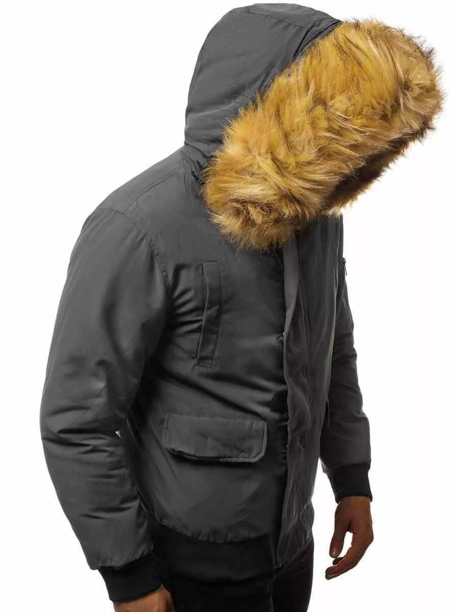 Bomber stila ziemas tumši pelēka vīriešu jaka Lemor