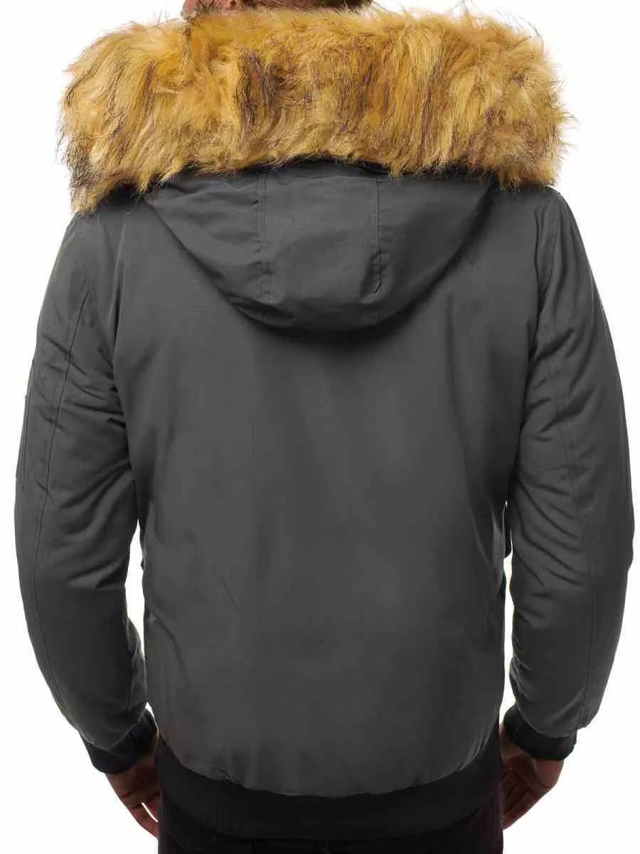 Bomber stila ziemas tumši pelēka vīriešu jaka Lemor