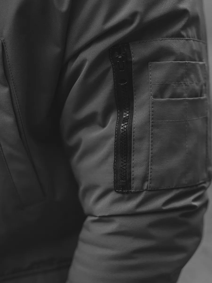 Bomber stila ziemas tumši pelēka vīriešu jaka Lemor